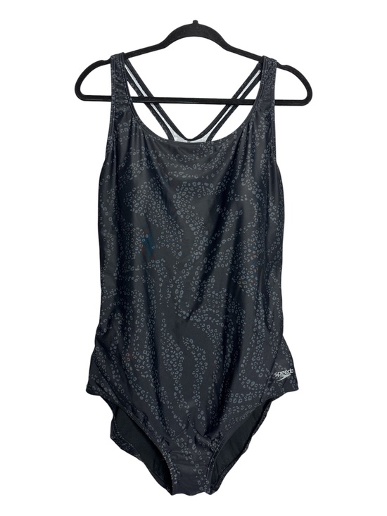 Speedo Other - Speedo Black Subtle Leopard Print Racerback One Piece Swimsuit, Size 18